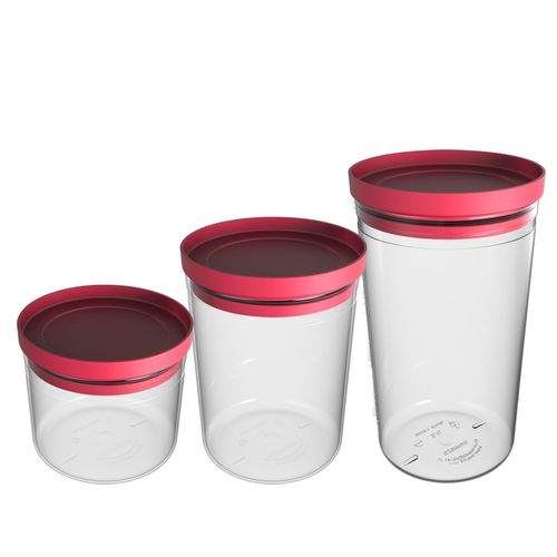 Kit Pote Hermético 1L, 1,6L, 2,1L Vermelho Napoli - Soprano