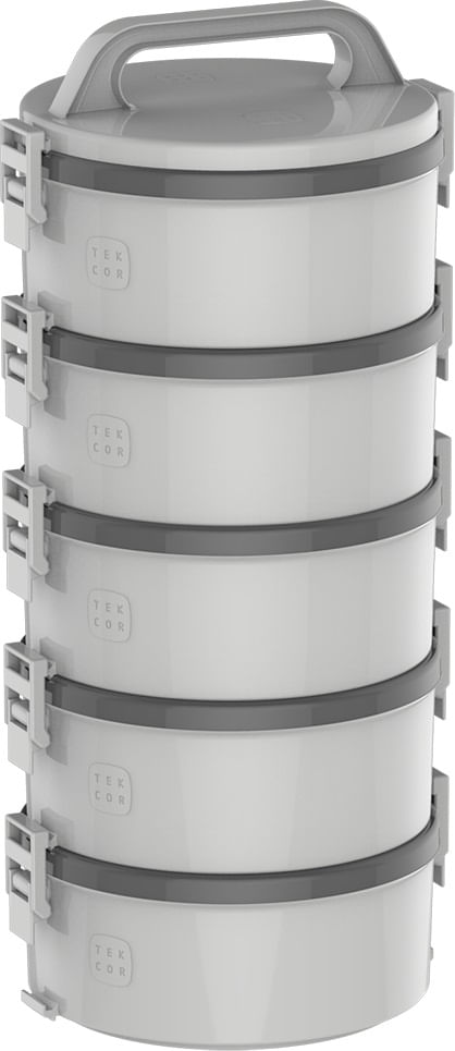 Conjunto Marmita Térmica 5 Unidades Cinza Tekcor Soprano