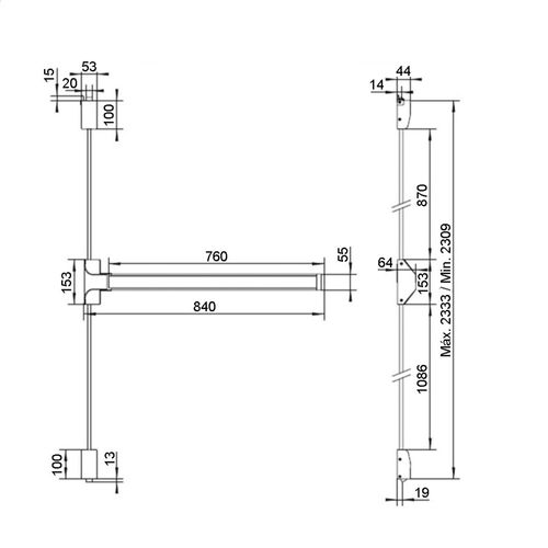 Barra antipânico Inox 2 pontos de travamento Touch - Soprano