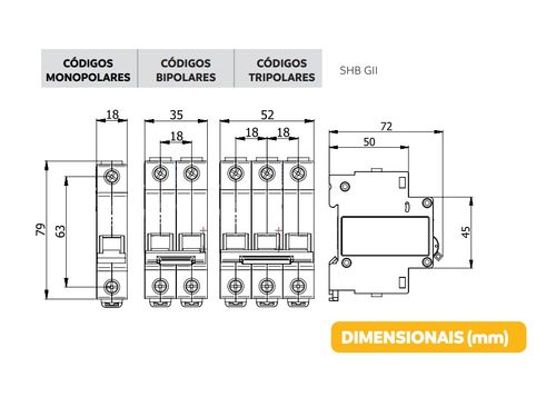 Disjuntor Bipolar SHB2 GII C0 10A - Soprano