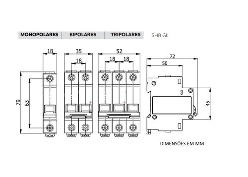 Disjuntor Monopolar SHB1 GII C0 25A - Soprano