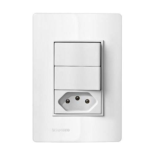 Conjunto 2 Interruptores Paralelo s+Tomada 10A Revitá Soprano