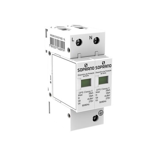 Dispositivo Proteção Surto DPS Bipolar 275vca 20kA Soprano