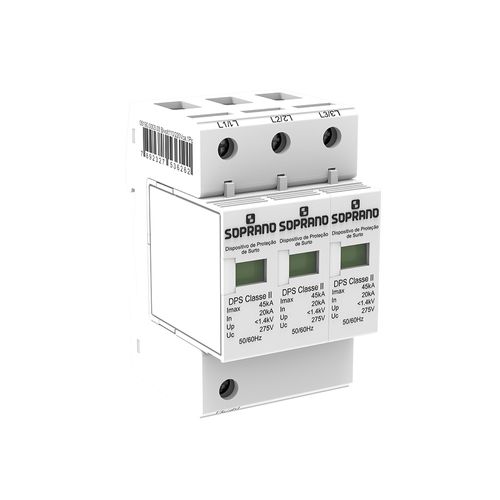 Dispositivo Protetor Surto DPS Tripolar 275vca 45kA Soprano