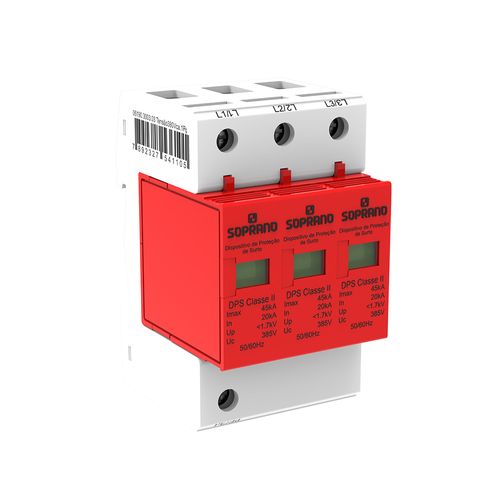 Dispositivo Proteção Surto DPS Tripolar 385Vca 45kA Soprano