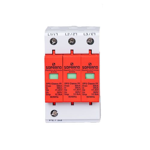 Dispositivo Proteção Surto DPS Tripolar 385Vca 60kA Soprano