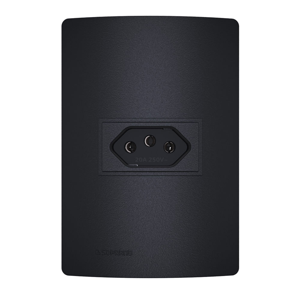Conjunto 1 Tomada 2P+T 20A 250V ~ 4X2 Carbono Revitá - Soprano