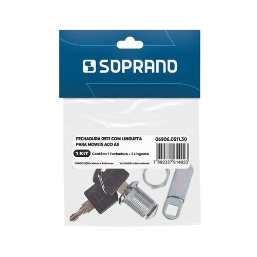 Fechadura p/ Móveis de Aço + Lingueta 1,5x49mm 0511 Soprano