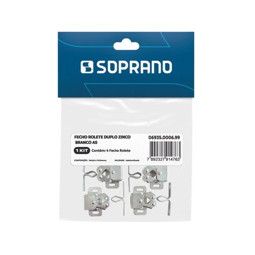 Fecho Rolete duplo zinco branco 4 pcs - Soprano