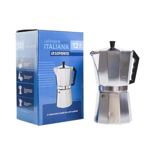 Cafeteira Italiana Alumínio 12 Xícaras Moka 600ml - Soprano