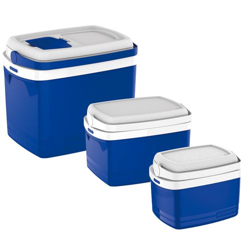 Kit Caixa Térmica Cooler 32 L + 12 L + 5 L  Azul - Soprano