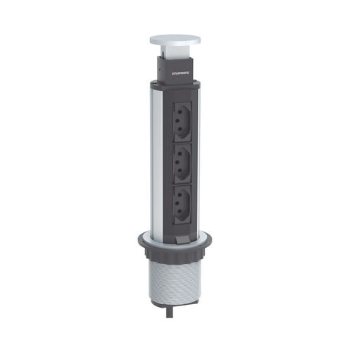 Torre de Tomada Embutir 3 Módulos de Energia Prata - Soprano