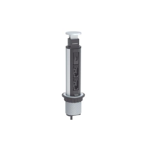 Torre de Tomada Embutir 2 Tomadas + 1 USB Prata - Soprano
