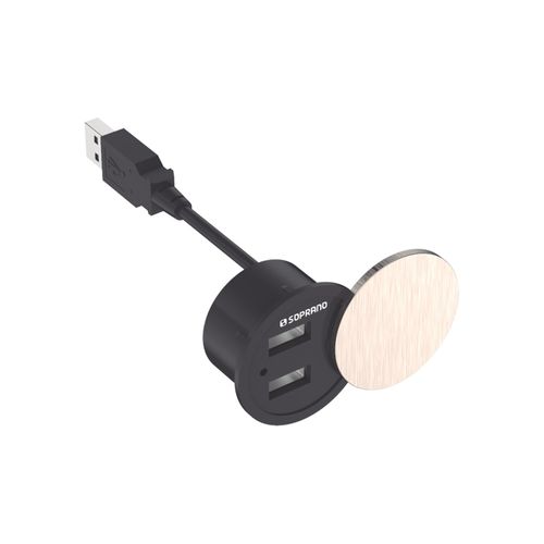 Tomada com 2 USB de Embutir para Móveis Preto - Soprano