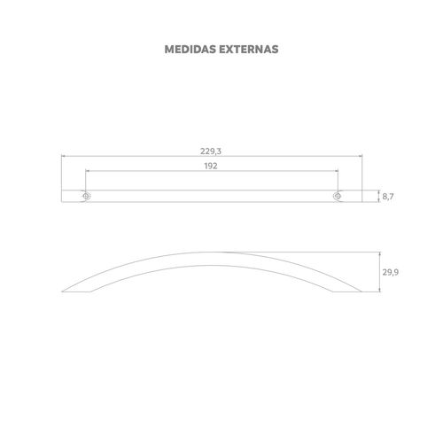 Puxador Oslo Alça Quadrado 192mm Prata - Soprano