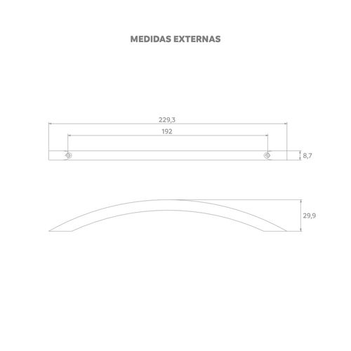 Puxador Oslo Alça Quadrado 192mm Prata - Soprano