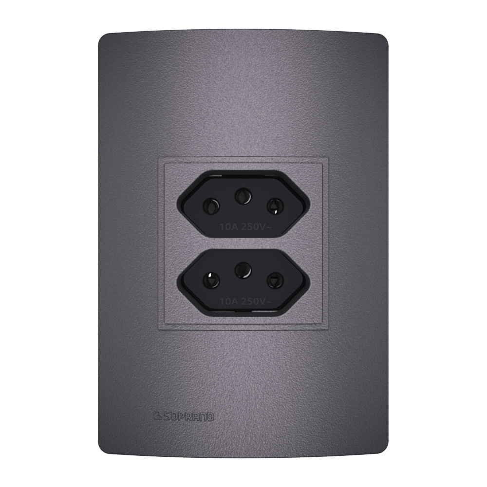 Conjunto 1 Tomada 2P+T Duplex 10A 250V  4X2 Concreto Revitá - Soprano