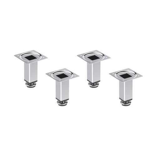 Kit 4 Pés para Móveis Formato Quadrado 80mm Acabamento Cromado - Soprano