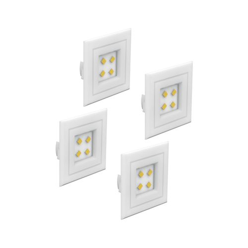 Kit 4 Luminárias Led Quadrada Embutir 35mm 1.2W 6000K 110/220V Branco - Soprano