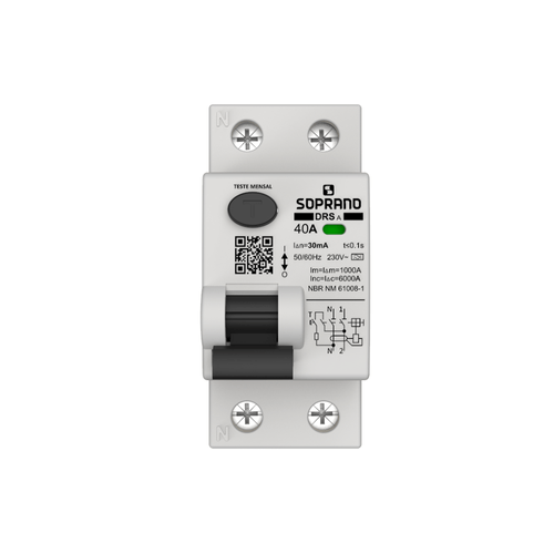 Interruptor Diferencial Residual - DRS-A - 2 Polos - 20A Soprano
