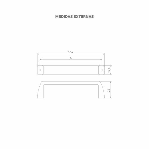 Puxador U Alça Retangular 96mm Cromado - Soprano