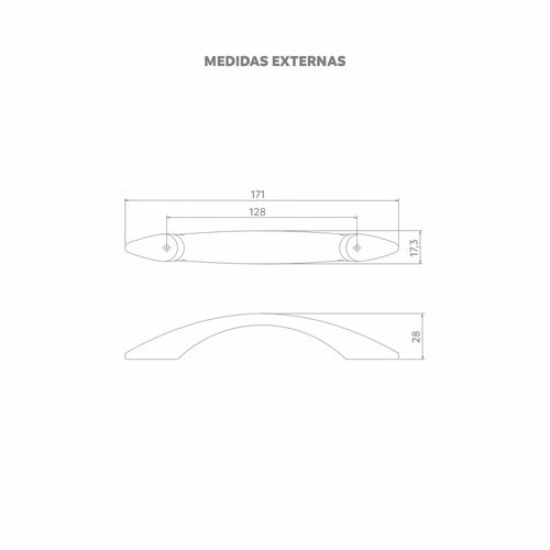 Puxador Rosel Alça 128mm Acabamento Cinza - Soprano