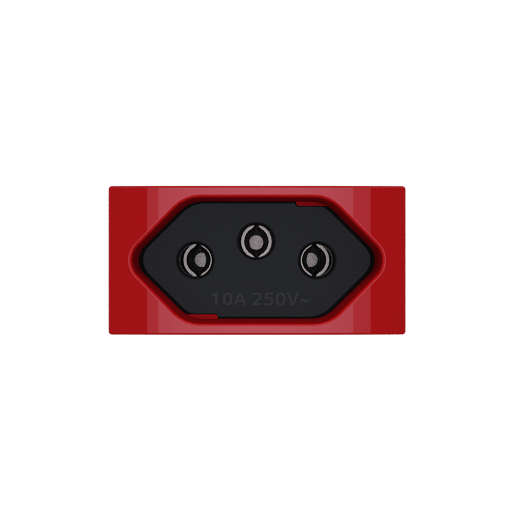Módulo Tomada 2P+T 10A 250V ~ Vermelho/Carbono Revitá - Soprano