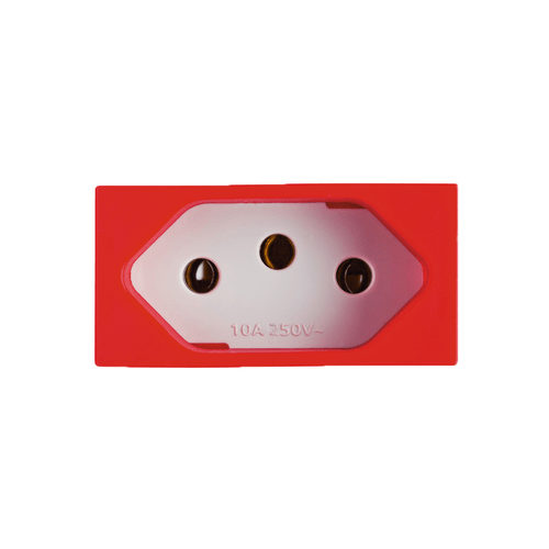 Módulo Tomada 2P+T 10A 250V Vermelho/Branco Revitá - Soprano