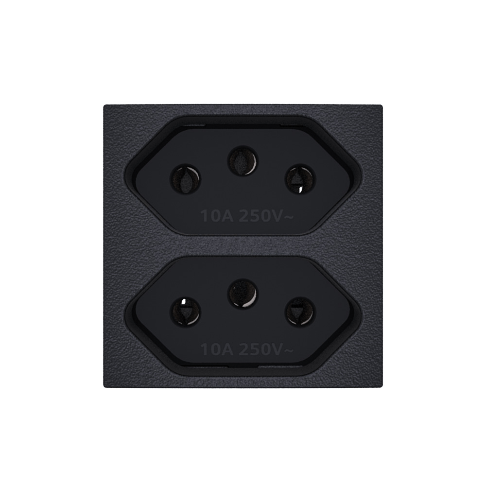 Módulo Tomada 2P+T Duplex 10A 250V ~ Carbono Revitá - Soprano