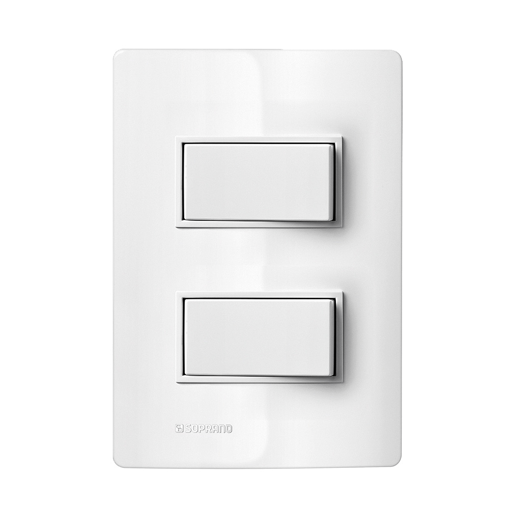 Conjunto 1 Interruptor Simples + 1 Interruptor Paralelo 10Ax 250V ~ 4X2 Branco Revitá - Soprano