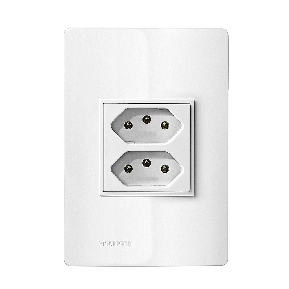 Conjunto 1 Tomada 2P+T Duplex 20A 250V ~ 4X2 Branco Revitá - Soprano