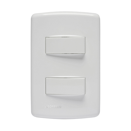 Conjunto 1 Interruptor Simples + 1 Interruptor Paralelo 10Ax 250V 4X2 Branco Duale Up - Soprano