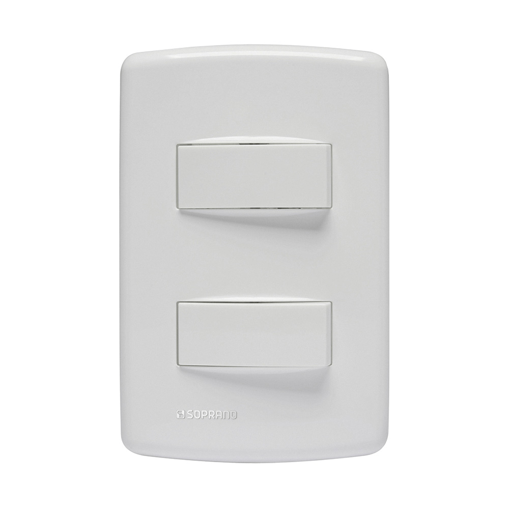 Conjunto 1 Interruptor Simples + 1 Interruptor Paralelo 10Ax 250V ~ 4X2 Branco Duale Up - Soprano
