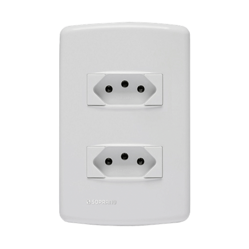 Conjunto 2 Tomadas 2P+T 20A 4X2 Branco Duale Up - Soprano