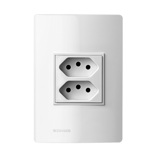 Conjunto 1 Tomada 2P+T Duplex 10A 250V 4X2 Branco Revitá - Soprano