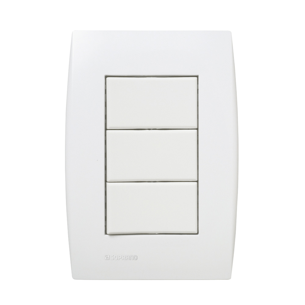 Conjunto 3 Interruptores Simples 10Ax 250V~ 4X2 Branco Ilus - Soprano
