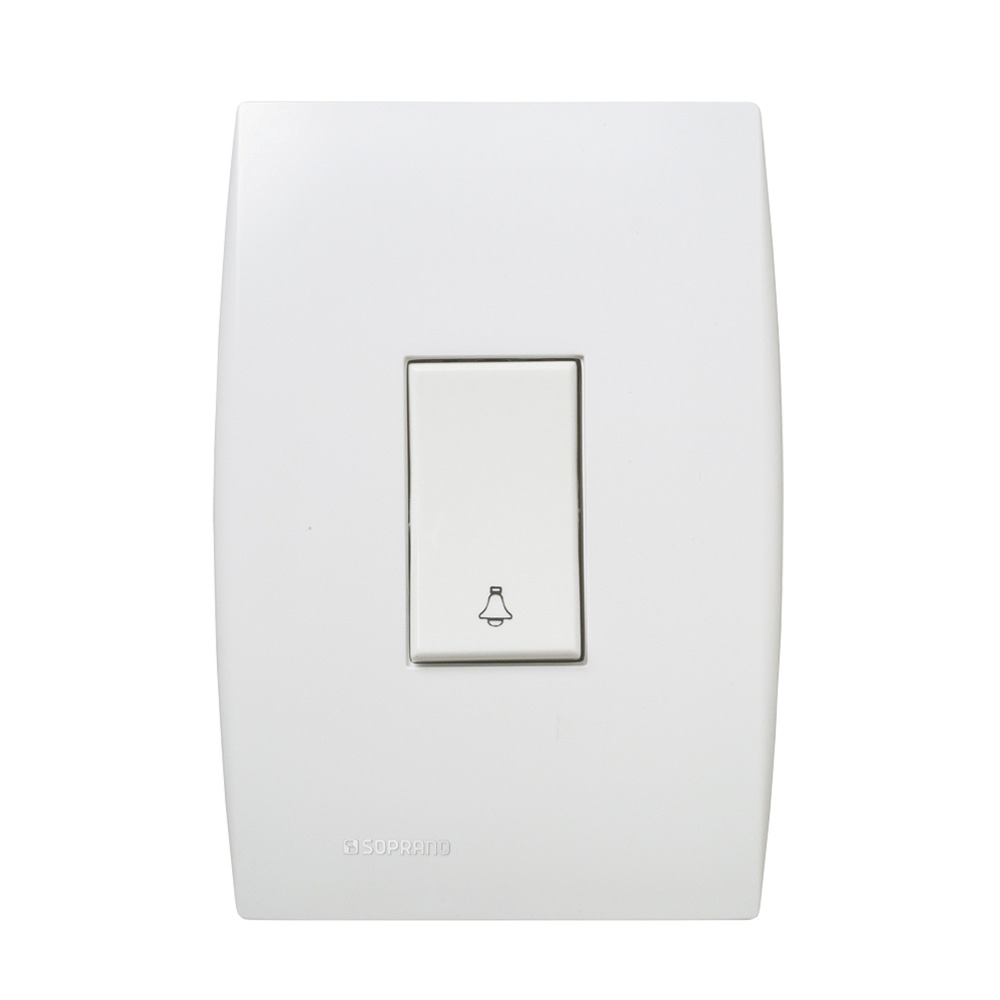 Conjunto 1 Pulsador Campainha 10Ax 250V~ Vertical 4X2 Branco Ilus - Soprano
