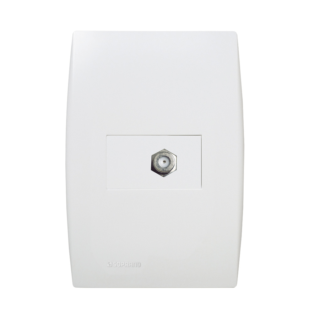 Conjunto 1 Tomada Cabo Coaxial Terminal 4X2 Branco Ilus - Soprano