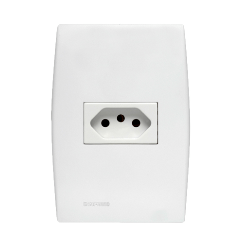 Conjunto 1 Tomada 2P+T 10A 250V~ 4X2 Branco Ilus - Soprano