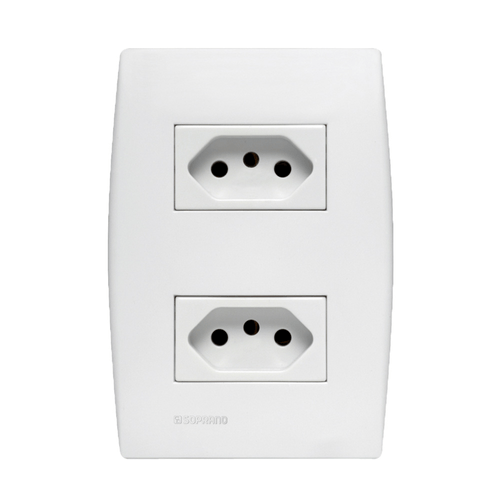 Conjunto 2 Tomadas 2P+T 10A 250V 4X2 Branco Ilus - Soprano
