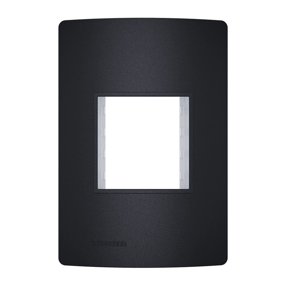 Placa 2 Módulos Juntos 4X2 + Suporte Carbono Revitá - Soprano