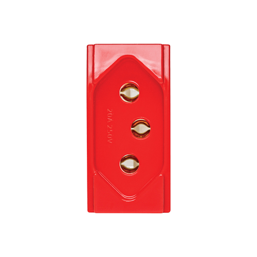 Módulo Tomada 2P + T 10A 250V ~ Vermelho, Brava! Duale Up Atria Sistema S - Soprano