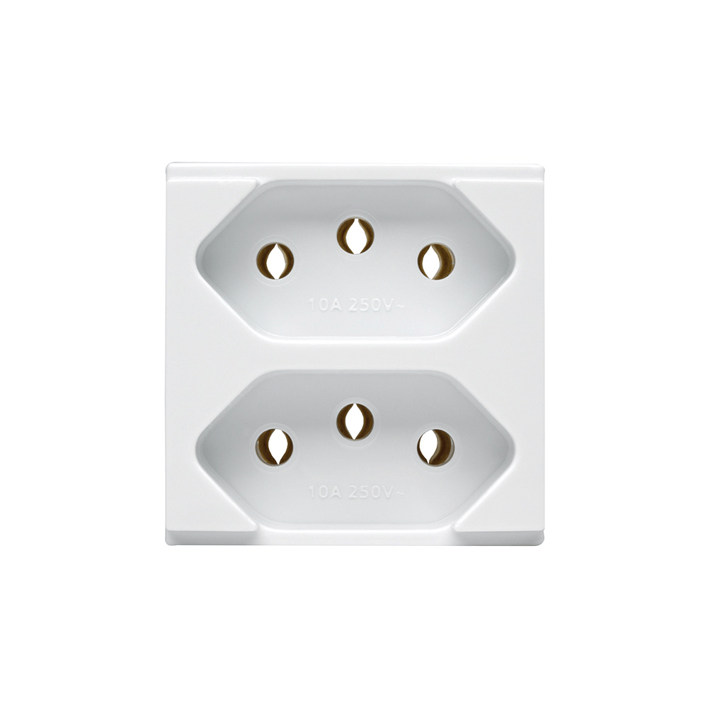 Módulo Tomada 2P + T Duplex 10A 250V ~ Brava! Duale Up Atria Sistema S - Soprano