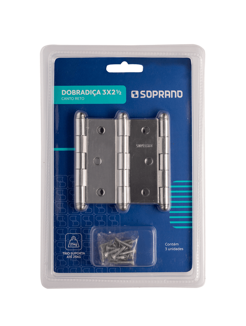 Dobradiça Média 3.1/2X3 Cromada Com Anel Reto Blister 3 - Soprano