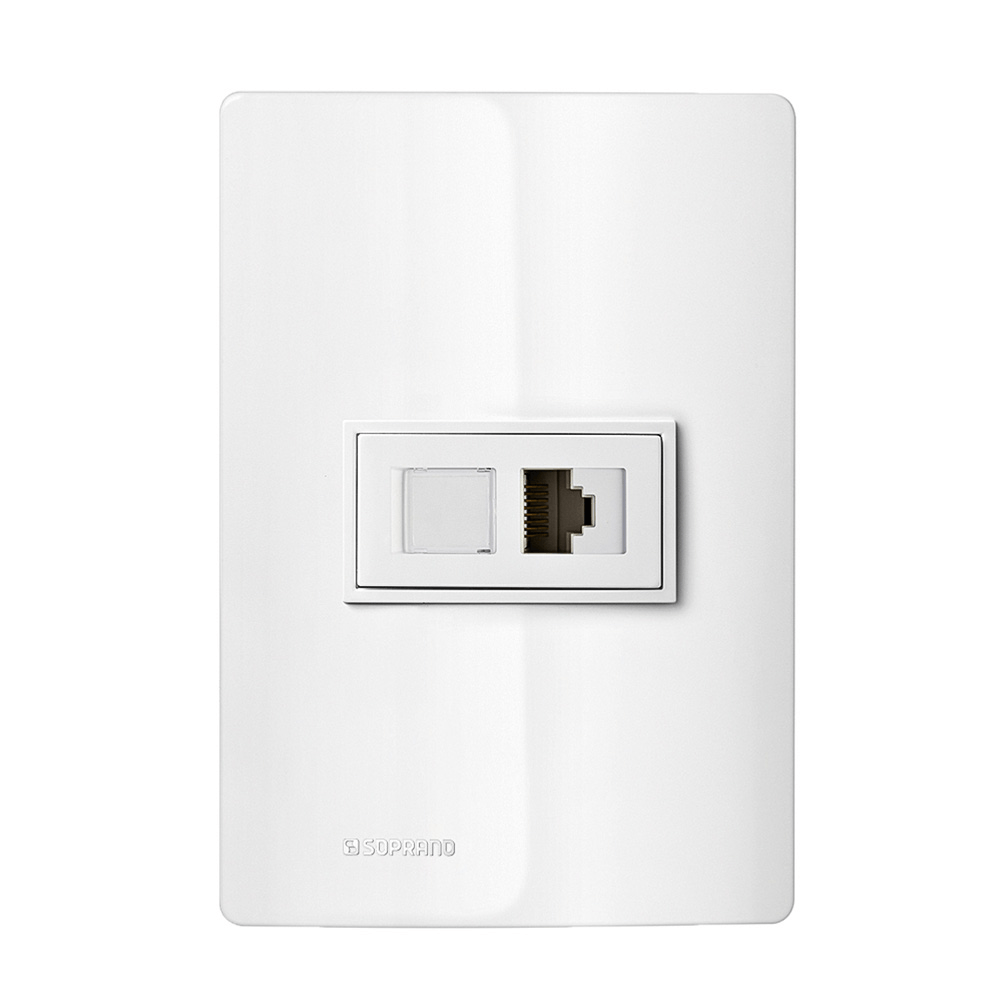Conjunto 1 Tomada Rj45 Cat5E 4X2 Branco Revitá - Soprano