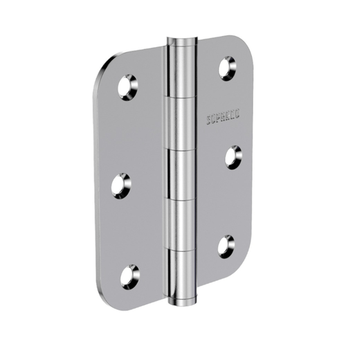 Dobradiça Média 3X2.1/2 Inox Polido Sem Anel Redonda Pino Chato - Soprano