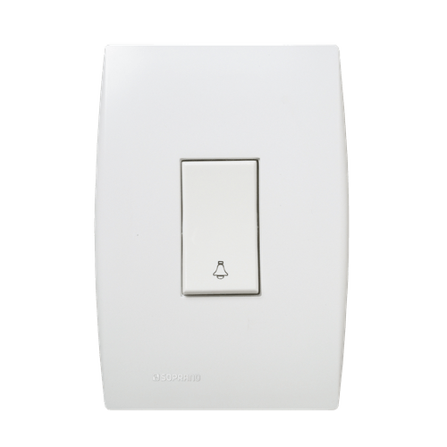 Conjunto 1 Pulsador Campainha 10Ax 250V Vertical 4X2 Branco Ilus - Soprano