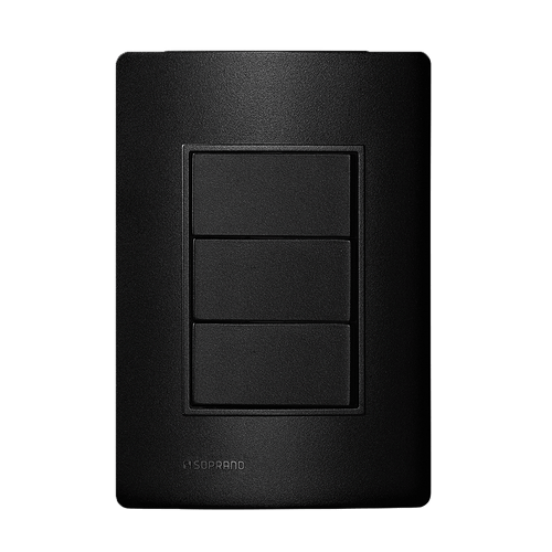 Conjunto 3 Interruptores Paralelo 10A x 250V 4x2 Carbono Revitá Soprano