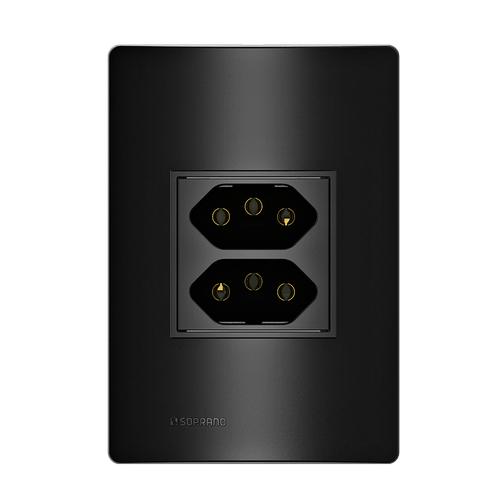 Conjunto 1 Tomada Duplex 10A 250V 4X2 Carbono Revitá Soprano