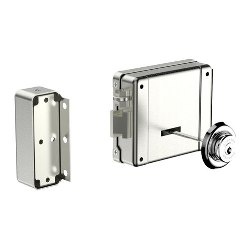 Fechadura Elétrica 12V Bipartido PY Dir/Esq Botão ROS40 Inox Escovado - Soprano